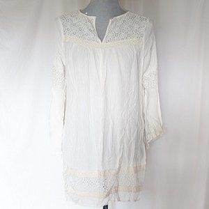 Ciel  White crochet detailed peasant style tunic blouse M